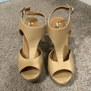 Nude platform wedges